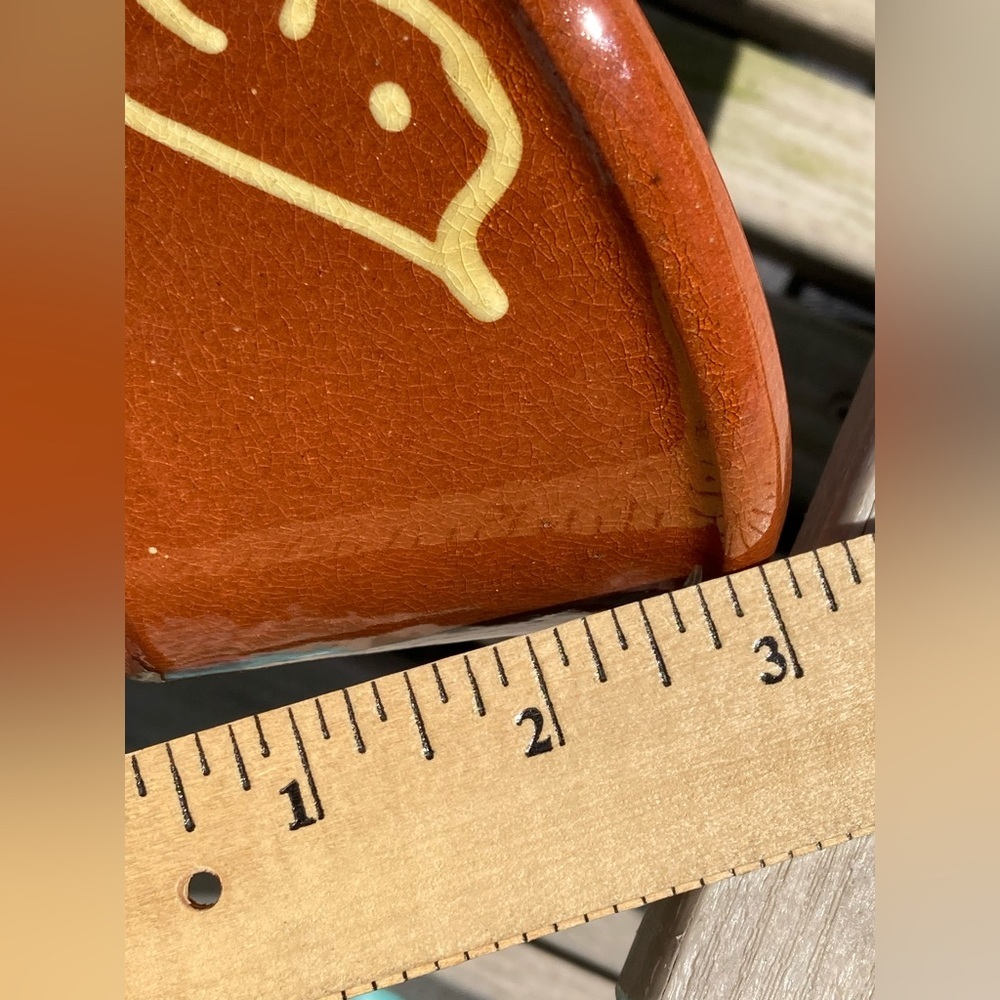 Vintage Westmoore Pottery Redware Ceramic Deep Dish Bowl with Yellow Bird Design - Picture 5 of 10